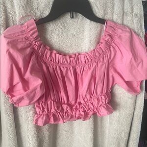 Zara small Pink Ruffled cropped Blouse